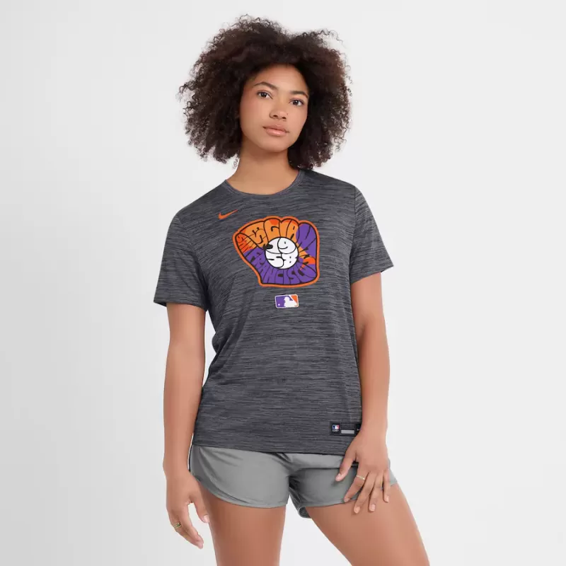 Women's San Francisco Giants Nike Heather Black 2025 City Connect Authentic Collection Velocity Performance T-Shirt Women's San Francisco Giants Nike Heather Black 2025 City Connect Authentic Collection Velocity Performance T-Shirt