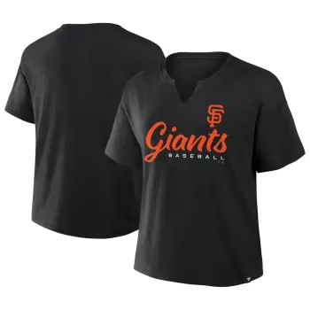 Women's San Francisco Giants Profile Black Plus Size Wordmark Notch Neck T-Shirt Women's San Francisco Giants Profile Black Plus Size Wordmark Notch Neck T-Shirt