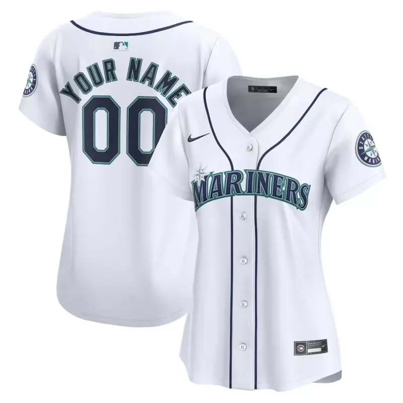 Women's Seattle Mariners Nike White Home Limited Custom Jersey Women's Seattle Mariners Nike White Home Limited Custom Jersey