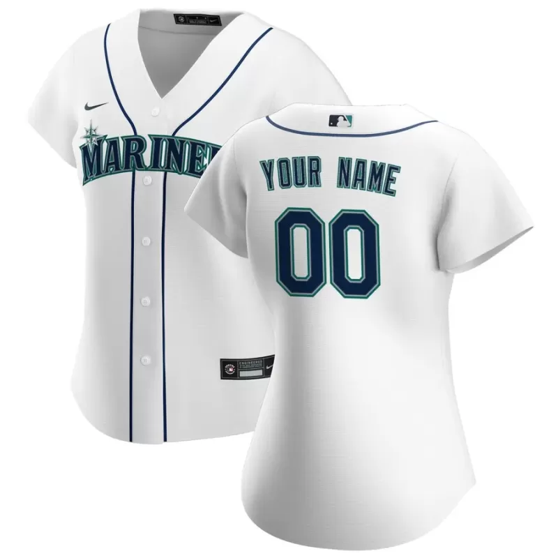 Women's Seattle Mariners Nike White Home Replica Custom Jersey Women's Seattle Mariners Nike White Home Replica Custom Jersey