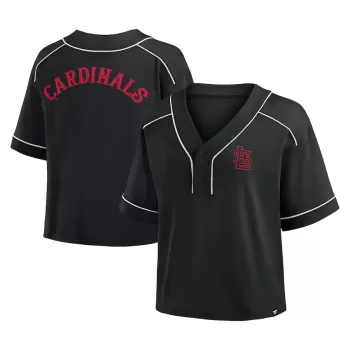 Women's St. Louis Cardinals Fanatics Black Oversized Champ Game Cropped V-Neck T-Shirt Women's St. Louis Cardinals Fanatics Black Oversized Champ Game Cropped V-Neck T-Shirt