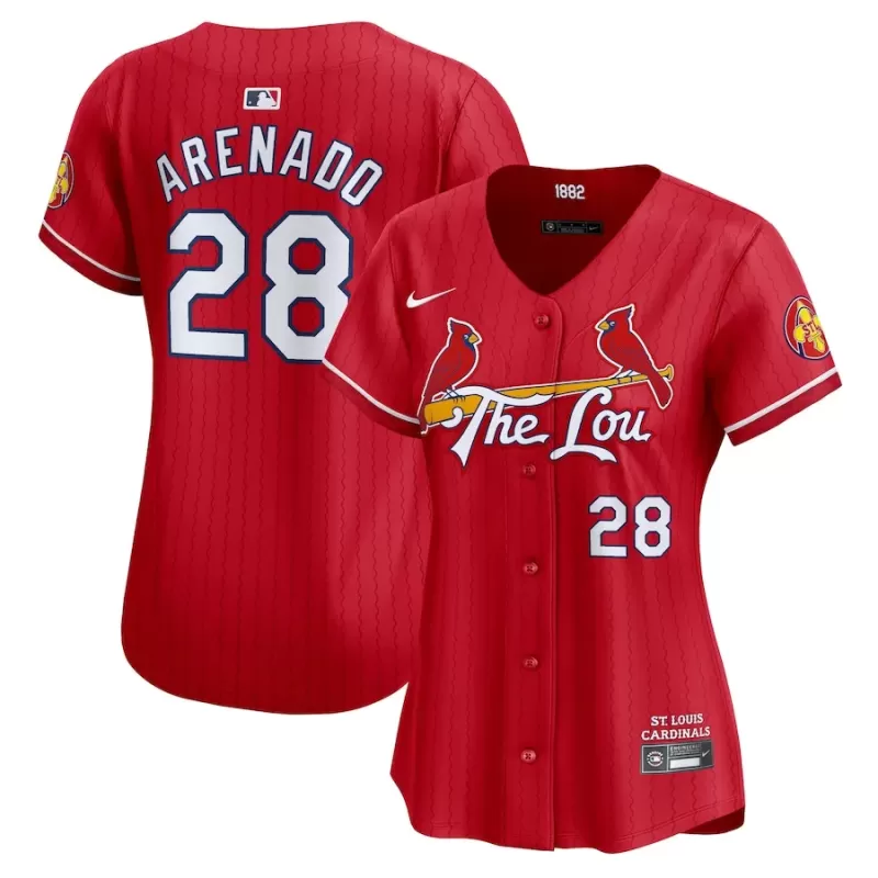 Women's St. Louis Cardinals Nolan Arenado Nike Red 2024 City Connect Limited Player Jersey Women's St. Louis Cardinals Nolan Arenado Nike Red 2024 City Connect Limited Player Jersey