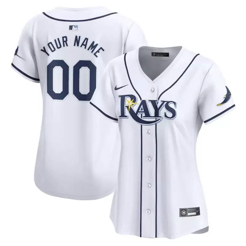 Women's Tampa Bay Rays Nike White Home Limited Custom Jersey Women's Tampa Bay Rays Nike White Home Limited Custom Jersey