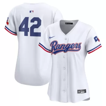 Women's Texas Rangers Nike White 2024 Jackie Robinson Day Home Limited Jersey Women's Texas Rangers Nike White 2024 Jackie Robinson Day Home Limited Jersey