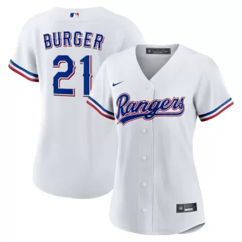 Women's Texas Rangers Jake Burger Nike White Home Replica Jersey Women's Texas Rangers Jake Burger Nike White Home Replica Jersey