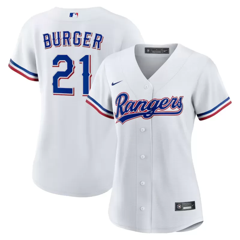 Women's Texas Rangers Jake Burger Nike White Home Replica Jersey