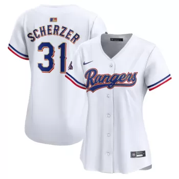 Women's Texas Rangers Max Scherzer Nike White 2024 Gold Collection Limited Player Jersey Women's Texas Rangers Max Scherzer Nike White 2024 Gold Collection Limited Player Jersey