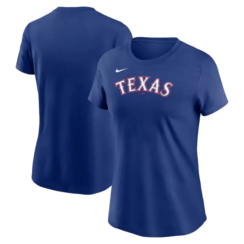 Women's Texas Rangers Nike Royal Fuse Wordmark T-Shirt