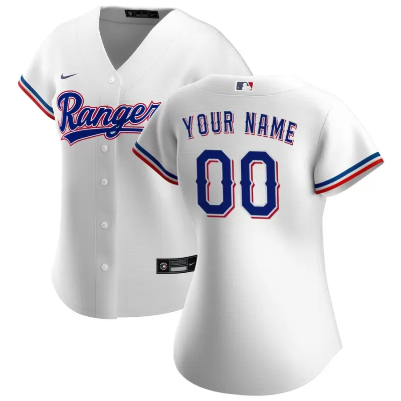 Women's Texas Rangers Nike White Home Replica Custom Jersey Women's Texas Rangers Nike White Home Replica Custom Jersey
