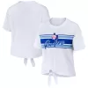 Women's Texas Rangers WEAR by Erin Andrews White Tie-Front T-Shirt