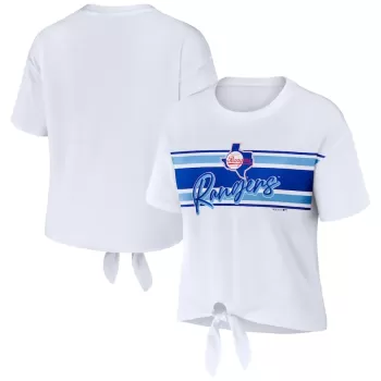 Women's Texas Rangers WEAR by Erin Andrews White Tie-Front T-Shirt Women's Texas Rangers WEAR by Erin Andrews White Tie-Front T-Shirt