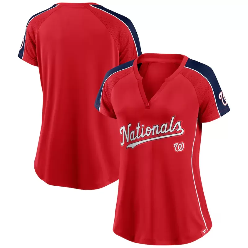 Women's Washington Nationals Fanatics Red Lineup League Diva Raglan Notch Neck T-Shirt Women's Washington Nationals Fanatics Red Lineup League Diva Raglan Notch Neck T-Shirt