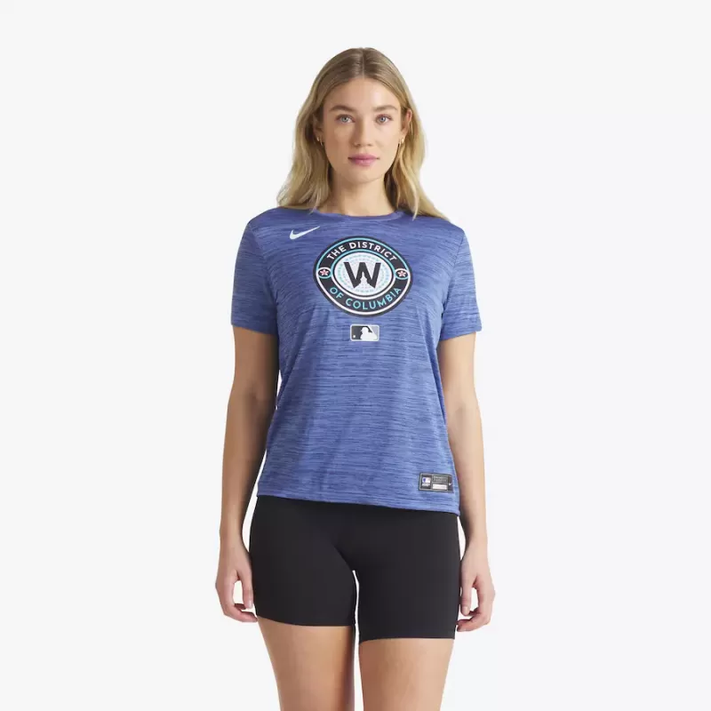 Women's Washington Nationals Nike Blue 2025 City Connect Authentic Collection Velocity Performance T-Shirt Women's Washington Nationals Nike Blue 2025 City Connect Authentic Collection Velocity Performance T-Shirt