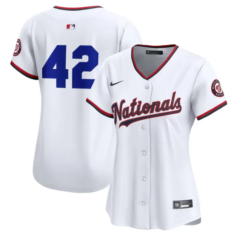 Women's Washington Nationals Nike White Home 2025 Jackie Robinson Day Limited Jersey Women's Washington Nationals Nike White Home 2025 Jackie Robinson Day Limited Jersey