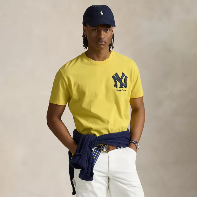 Yankees Polo Ralph Lauren Yellow Jersey T-Shirt Yankees Polo Ralph Lauren Yellow Jersey T-Shirt