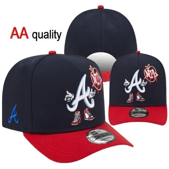 Atlanta Braves 'Screaming A' Custom Stitched Snapback Hat - Navy/Red