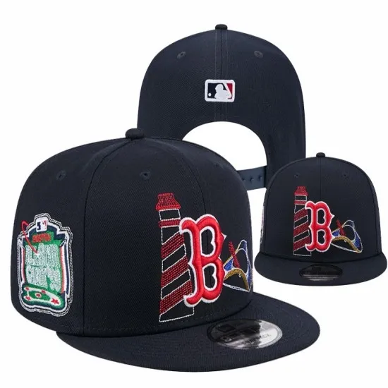 Boston Red Sox City Connect Stitched Snapback Hat - Navy Blue