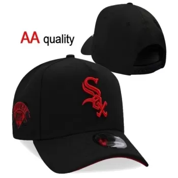 Chicago White Sox Black & Red Stitched Logo Snapback Hat - MLB Baseball Cap Chicago White Sox Black & Red Stitched Logo Snapback Hat - MLB Baseball Cap