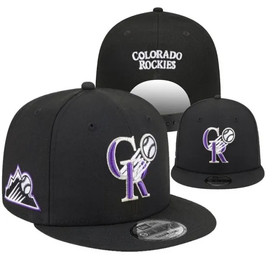 Colorado Rockies Black & Purple Stitched Logo Snapback Hat - MLB Baseball Cap Colorado Rockies Black & Purple Stitched Logo Snapback Hat - MLB Baseball Cap