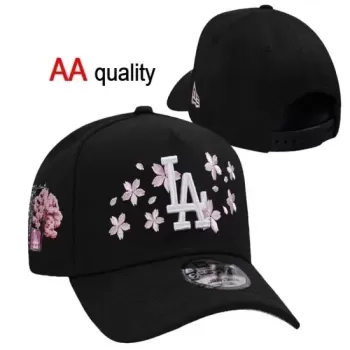 Los Angeles Dodgers MLB Cherry Blossom Embroidered Black Snapback Hat