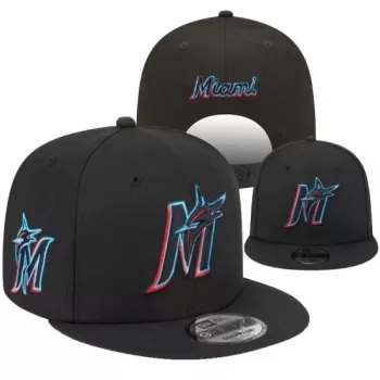 Miami Marlins Black 'Miami' Script Snapback Hat by New Era Miami Marlins Black 'Miami' Script Snapback Hat by New Era
