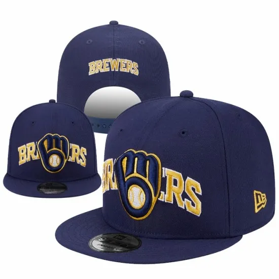 Milwaukee Brewers Navy Blue Stitched Baseball Glove Snapback Hat Milwaukee Brewers Navy Blue Stitched Baseball Glove Snapback Hat