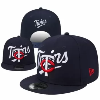 Minnesota Twins Navy Stitched Logo Snapback Hat - New Era MLB