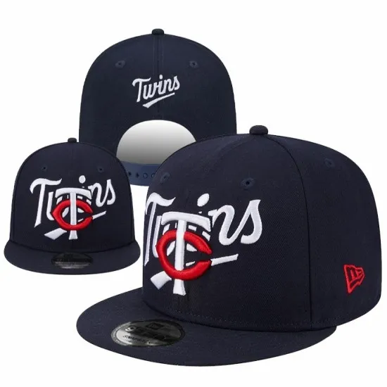 Minnesota Twins Navy Stitched Logo Snapback Hat - New Era MLB