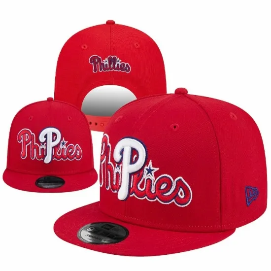 Philadelphia Phillies Red Stitched Script Logo Snapback Hat - Official MLB Gear Philadelphia Phillies Red Stitched Script Logo Snapback Hat - Official MLB Gear