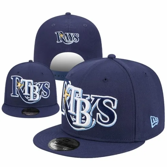 Tampa Bay Rays Official Navy Stitched Logo Snapback Hat - New Era MLB Collection Tampa Bay Rays Official Navy Stitched Logo Snapback Hat - New Era MLB Collection